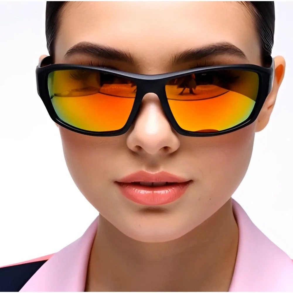 Sport Sunglasses Women Red Fire Mirrored Lens Driving Cycling Golfing Lentes New